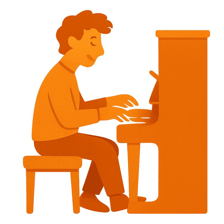 Person playing piano illustration